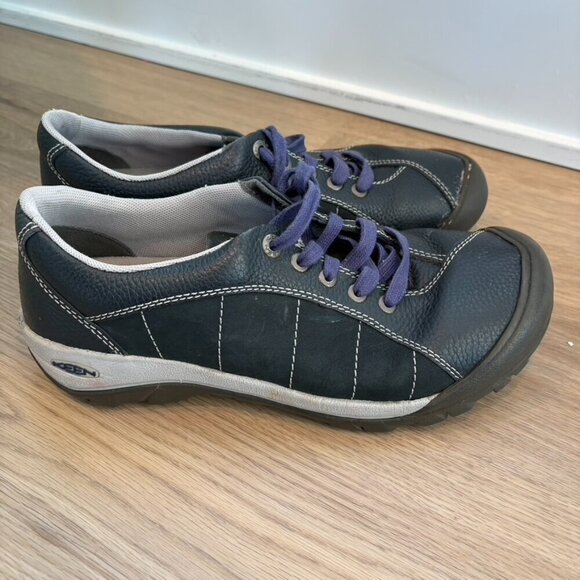 Keen Shoes - Keen Presidio Women’s Lace Up Hiking Shoes rubber toe blue leather 9.5